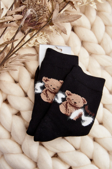 Warm Cotton Socks with Bear Black 2