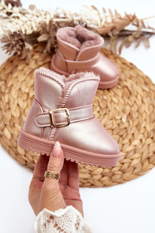 Children's Eco Leather Snow Boots with Pink Strap Orinor Children's Eco Leather Snow Boots with Pink Strap Orinor