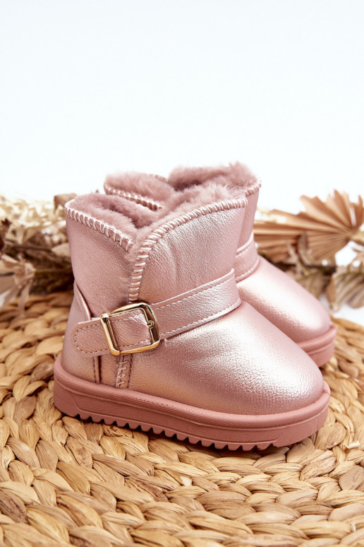 Children's Eco Leather Snow Boots with Pink Strap Orinor Children's Eco Leather Snow Boots with Pink Strap Orinor