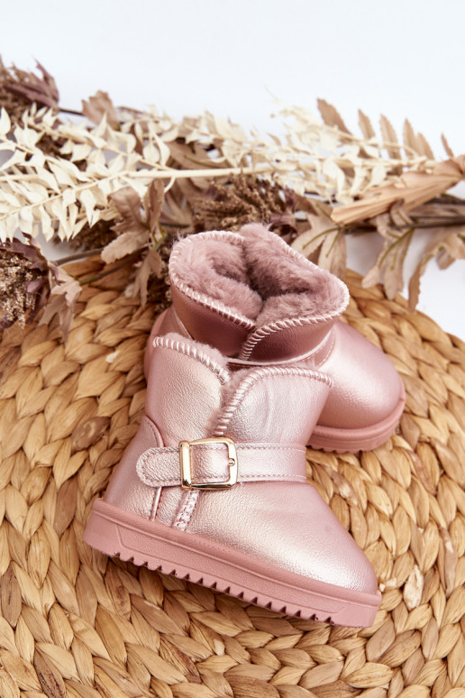 Children's Eco Leather Snow Boots with Pink Strap Orinor Children's Eco Leather Snow Boots with Pink Strap Orinor