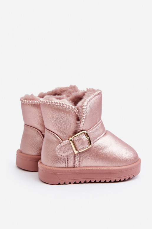 Children's Eco Leather Snow Boots with Pink Strap Orinor Children's Eco Leather Snow Boots with Pink Strap Orinor