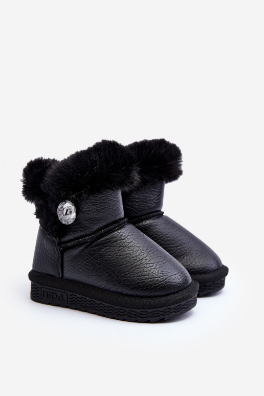 Lined Snow Boots with Fur Black Bessie Lined Snow Boots with Fur Black Bessie
