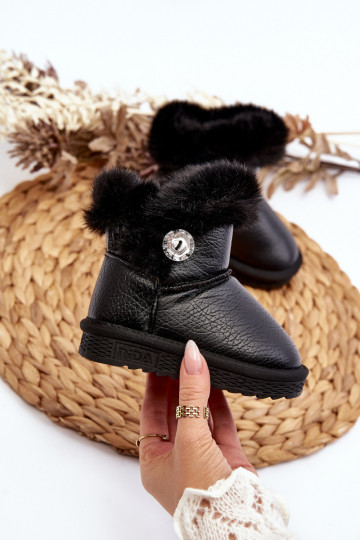 Lined Snow Boots with Fur Black Bessie 2
