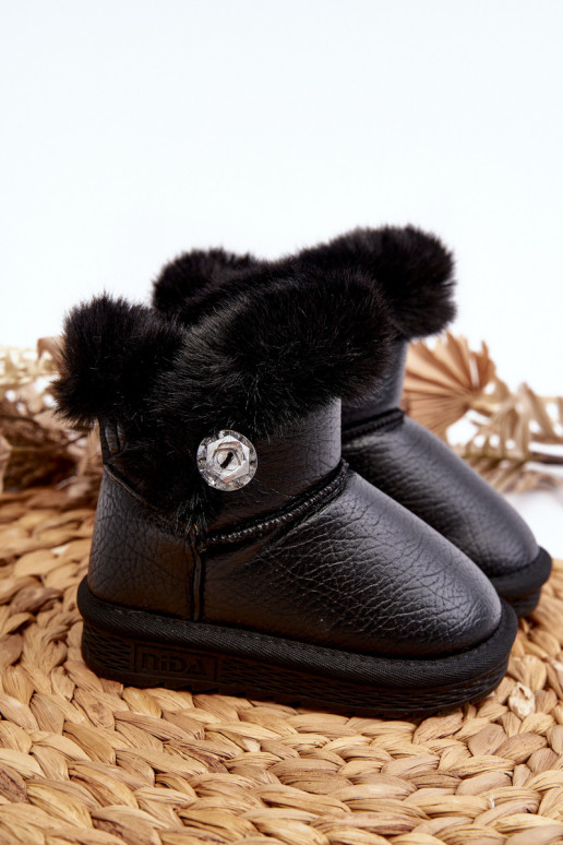Lined Snow Boots with Fur Black Bessie Lined Snow Boots with Fur Black Bessie