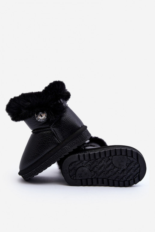 Lined Snow Boots with Fur Black Bessie Lined Snow Boots with Fur Black Bessie