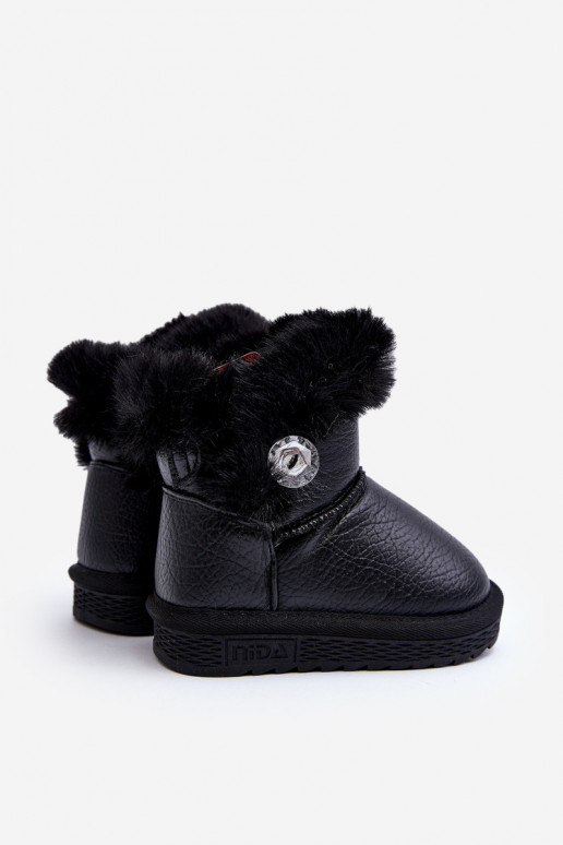 Lined Snow Boots with Fur Black Bessie Lined Snow Boots with Fur Black Bessie