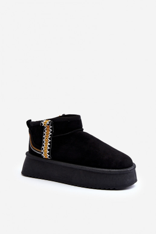 Platform Snow Boots with Pattern Black Udra Platform Snow Boots with Pattern Black Udra