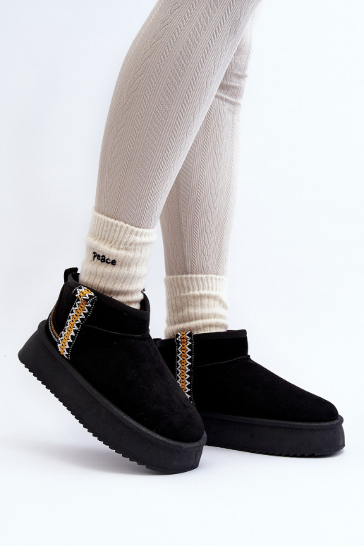 Platform Snow Boots with Pattern Black Udra Platform Snow Boots with Pattern Black Udra
