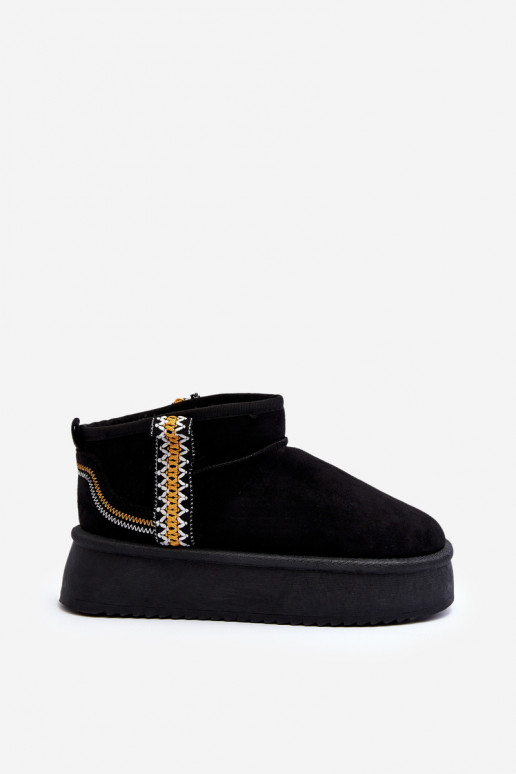 Platform Snow Boots with Pattern Black Udra Platform Snow Boots with Pattern Black Udra