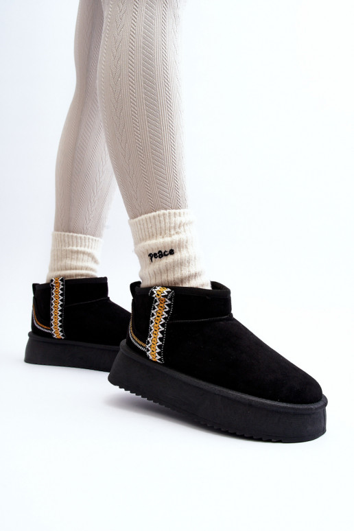 Platform Snow Boots with Pattern Black Udra Platform Snow Boots with Pattern Black Udra