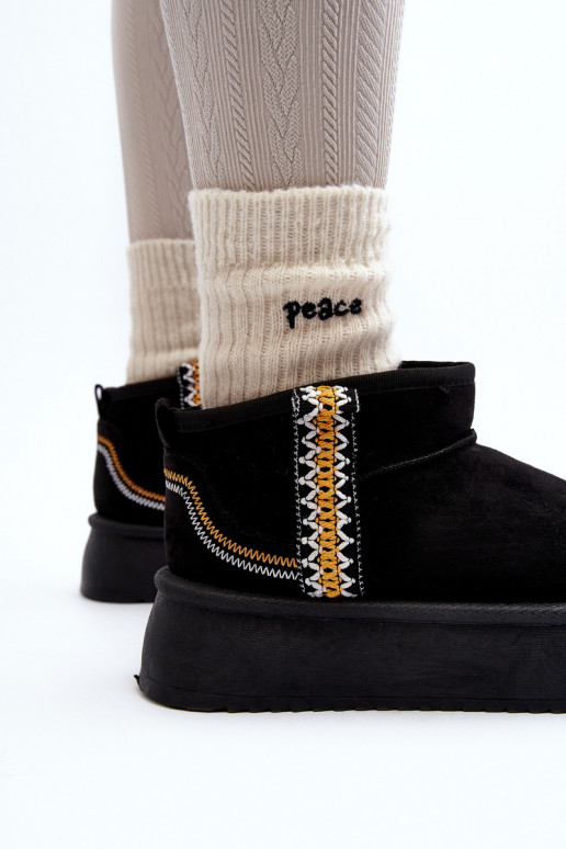 Platform Snow Boots with Pattern Black Udra Platform Snow Boots with Pattern Black Udra
