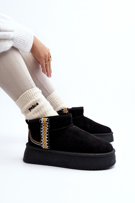 Platform Snow Boots with Pattern Black Udra Platform Snow Boots with Pattern Black Udra