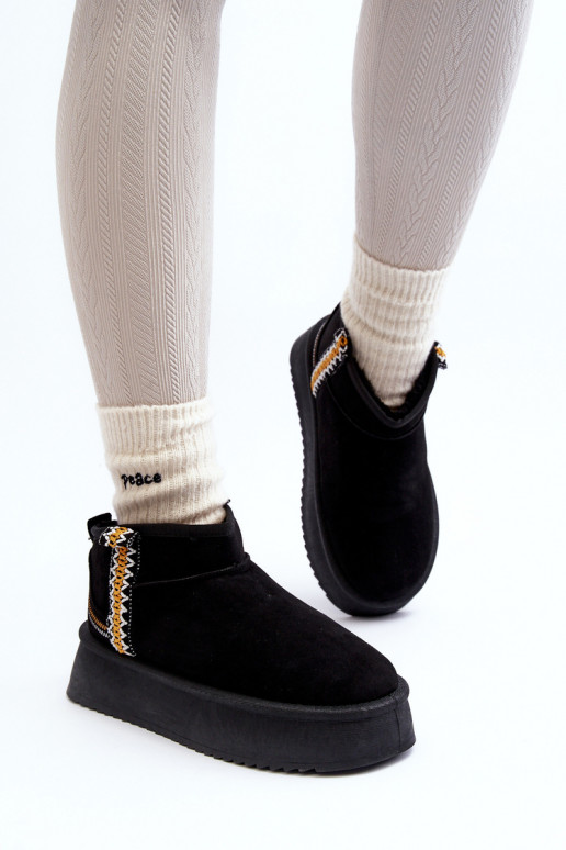 Platform Snow Boots with Pattern Black Udra Platform Snow Boots with Pattern Black Udra