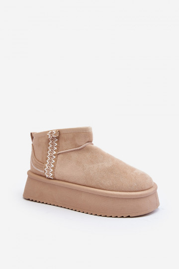 Beige Patterned Platform Snow Boots Udra 2