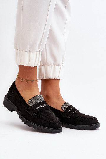 Women's Embellished Black Loafers Dananei 2