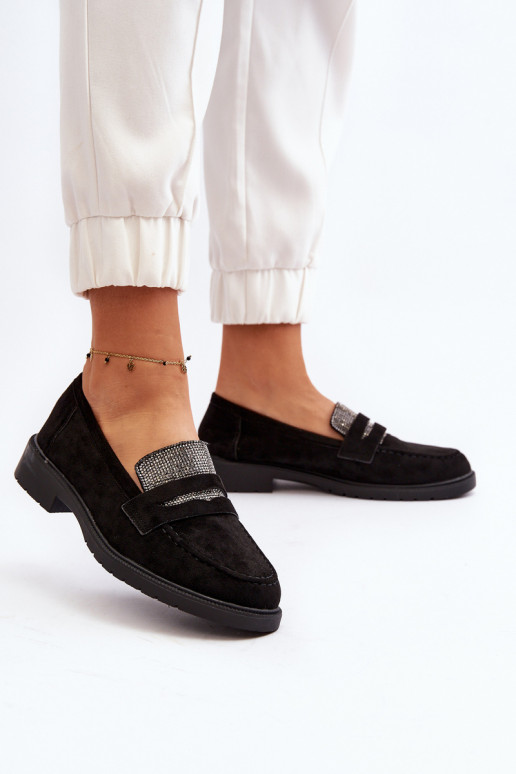 Women's Embellished Black Loafers Dananei Women's Embellished Black Loafers Dananei