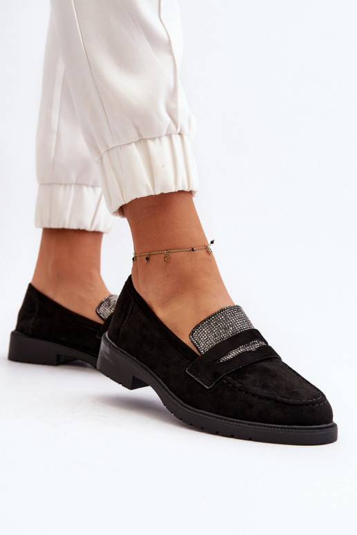 Women's Embellished Black Loafers Dananei Women's Embellished Black Loafers Dananei