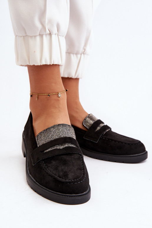 Women's Embellished Black Loafers Dananei Women's Embellished Black Loafers Dananei