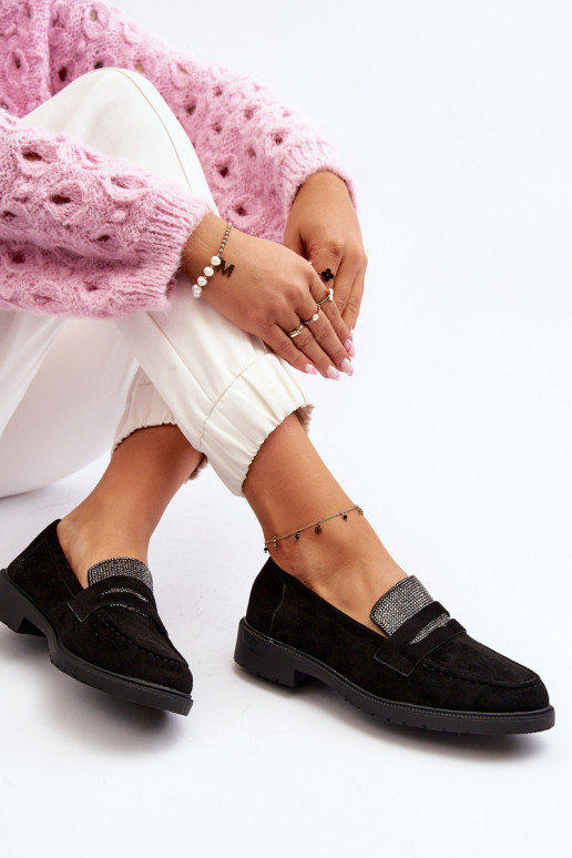 Women's Embellished Black Loafers Dananei Women's Embellished Black Loafers Dananei