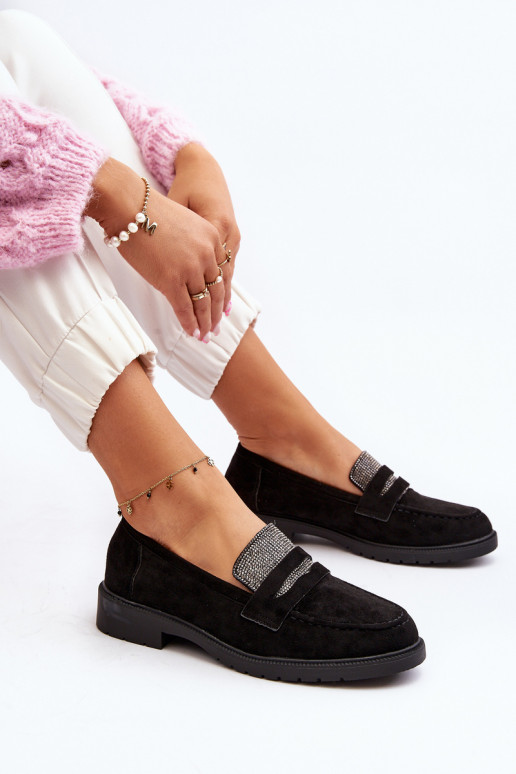 Women's Embellished Black Loafers Dananei Women's Embellished Black Loafers Dananei