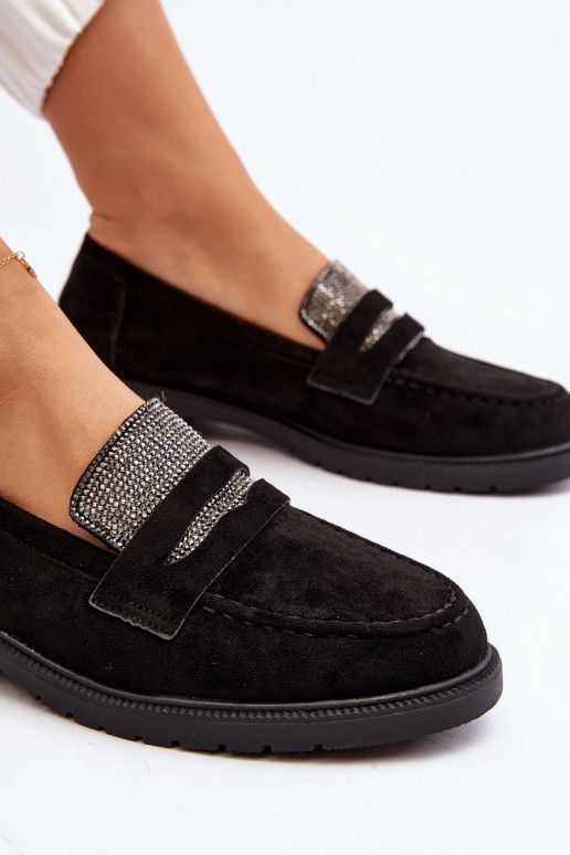 Women's Embellished Black Loafers Dananei Women's Embellished Black Loafers Dananei