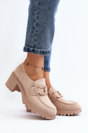 Suede High Heel Shoes in Beige Finley 2