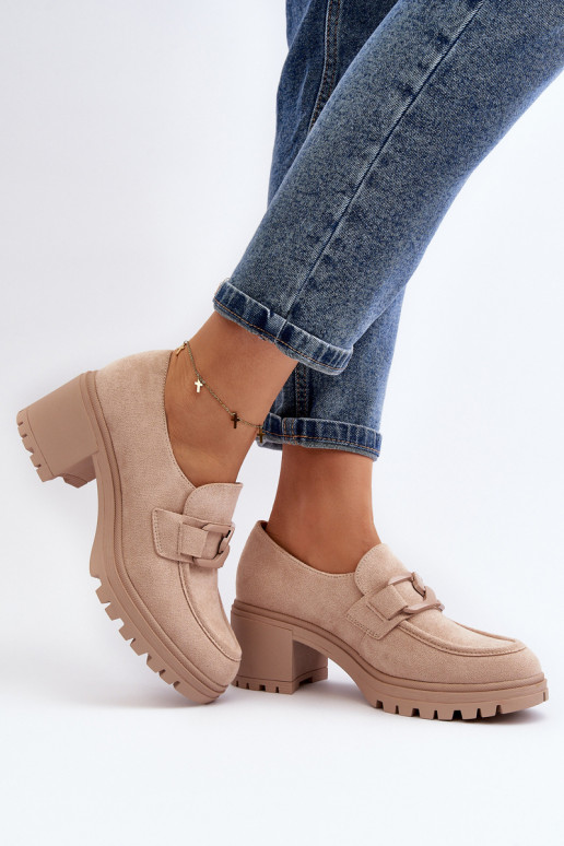 Suede High Heel Shoes in Beige Finley