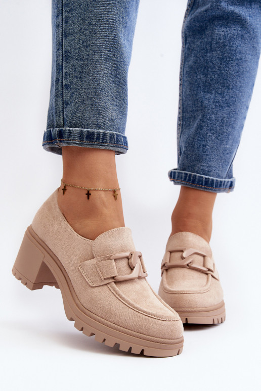 Suede High Heel Shoes in Beige Finley