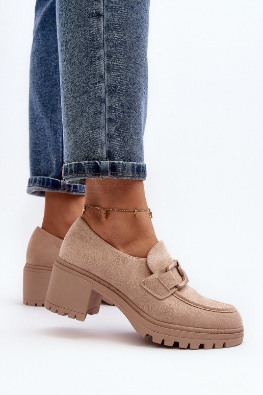 Suede High Heel Shoes in Beige Finley