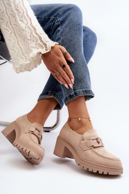 Suede High Heel Shoes in Beige Finley