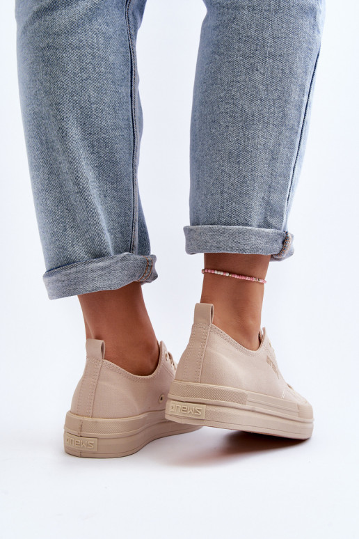 Women's Beige Fabric Sneakers Staneva