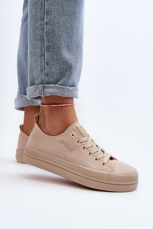 Women's Beige Fabric Sneakers Staneva