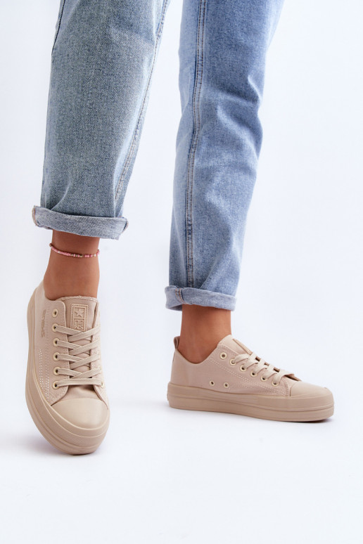 Women's Beige Fabric Sneakers Staneva
