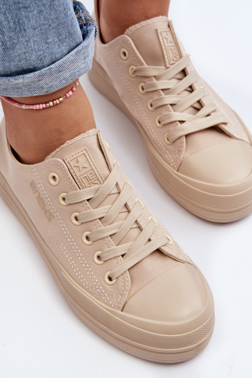 Women's Beige Fabric Sneakers Staneva