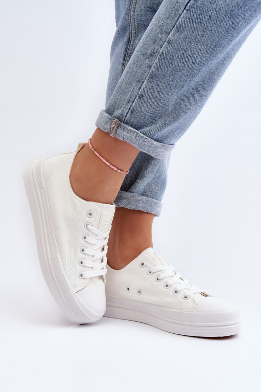 Women's White Fabric Sneakers Staneva