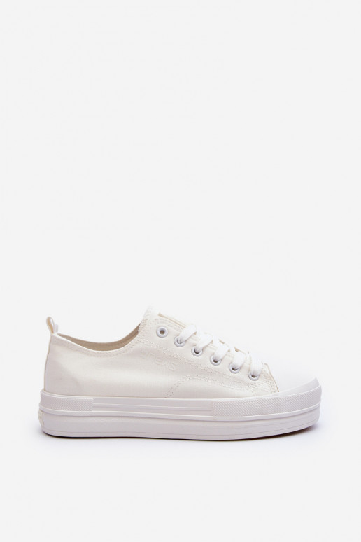 Women's White Fabric Sneakers Staneva