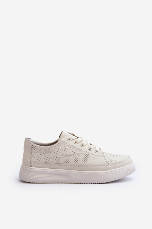 Damskie Skórzane Buty Sportowe Sneakersy Białe Failla