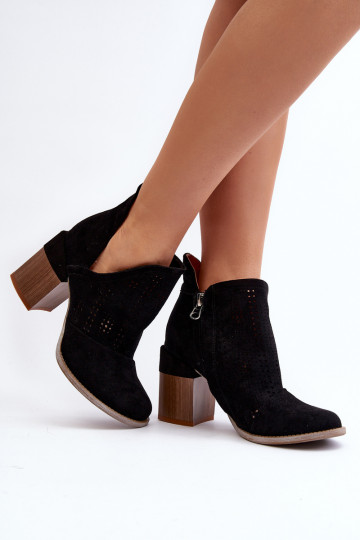 Women's Black Cutout Boots with Stiletto Heel Niartima 2