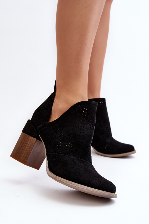 Women's Black Cutout Boots with Stiletto Heel Niartima Women's Black Cutout Boots with Stiletto Heel Niartima