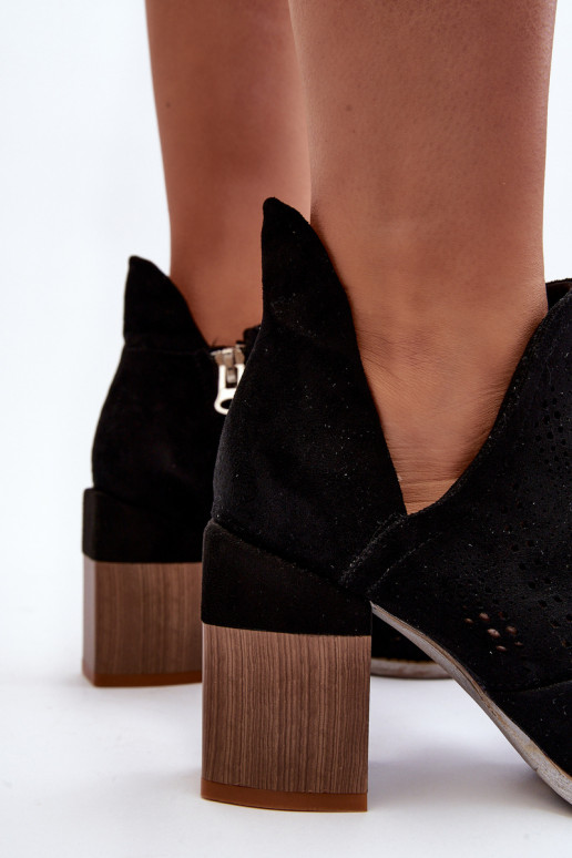 Women's Black Cutout Boots with Stiletto Heel Niartima Women's Black Cutout Boots with Stiletto Heel Niartima