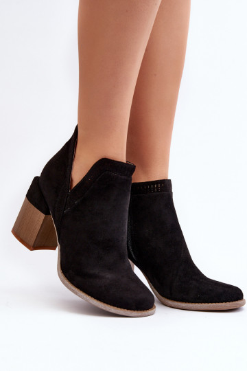 Ankle Boots on Chunky Heel with Cutout Black Jolnima 2
