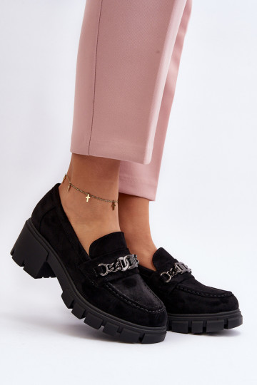 Black Loafers on Chunky Heel Eriella 2