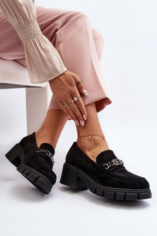 Black Loafers on Chunky Heel Eriella