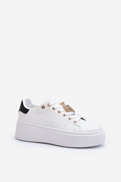 Sneakersy Damskie Z Ozdobą Białe Celedria
