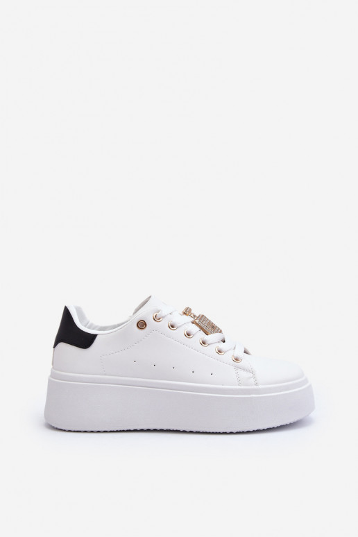 Sneakersy Damskie Z Ozdobą Białe Celedria