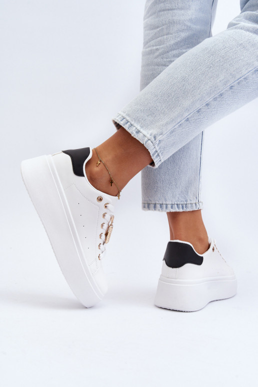 Sneakersy Damskie Z Ozdobą Białe Celedria