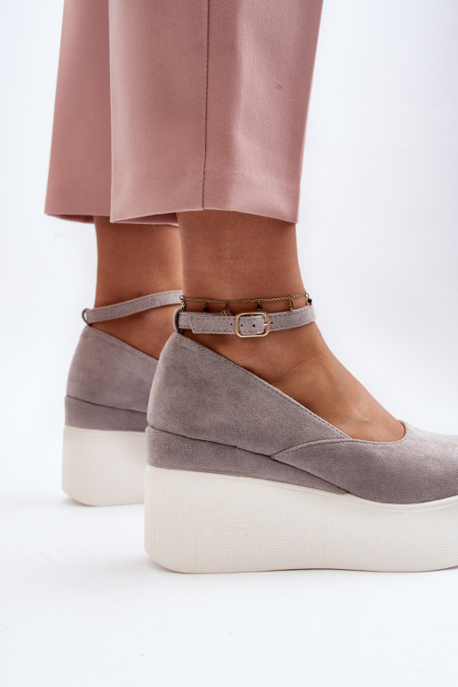 Women's Grey Wedge Espadrilles Malla