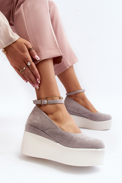 Women's Grey Wedge Espadrilles Malla