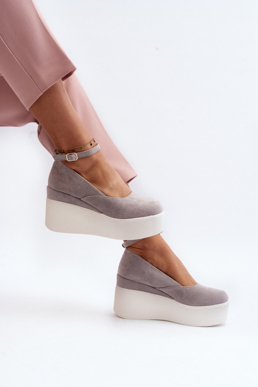 Women's Grey Wedge Espadrilles Malla