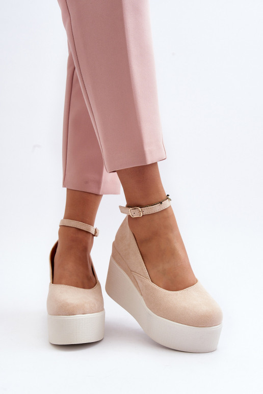 Women's Wedge Espadrilles in Light Beige Malla